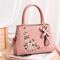 Tas Tangan Kulit Wanita Desain Baru Motif Bunga Cokelat Berkualitas Tinggi Harga Grosir