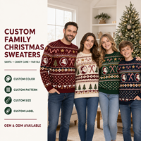 Pull de Noël pour homme sur mesure, motif vintage Père Noël et canne à sucre, tricot de Noël