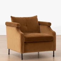 Fauteuil d'appoint rectangulaire de luxe pour hôtels, en velours et garnissage en éponge, idéal pour les salons et les espaces de détente.