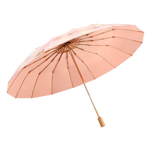 Sombrilla Plegable de Alta Gama para Mujer, de 16 Varillas, Doble, Resistente al Viento, Protección UV, Impermeable, de Doble Uso - Product Image 5