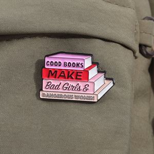 Broches de Esmalte con Diseño de <span class=keywords><strong>Libro</strong></span> y Frase 'Good Book Make Bad Girl Dangerous', Joyería Personalizada de Conocimiento y Poder, Insignias de Solapa, en Existencia, Venta al por Mayor - Product Image 1