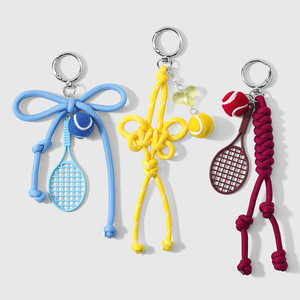 Hot Item Simple Fashionable Personalized Multi-color Tennis Racket Bow Hand Woven Hiking Rope Oblong Zinc Alloy <strong>Keychain</strong> Bag - Product Image 2