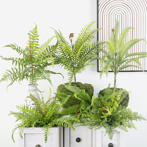 Feuilles de fougère artificielles en plastique effet naturel, tiges de verdure artificielle, décoration pour plantes en pot, Nouvel An, intérieur/extérieur - Product Image 2