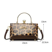Sac à main en cuir verni léopard pour femme, violet brillant, polyester, anneau métallique, sac bandoulière
