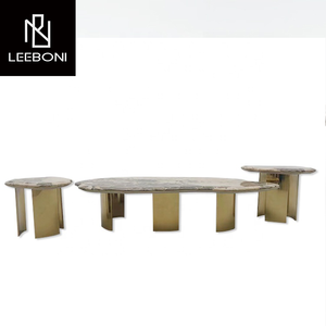 Juego de mesa de <span class=keywords><strong>centro</strong></span> superior de mármol con patas de acero inoxidable de lujo para el hogar <span class=keywords><strong>Leon</strong></span> de alta calidad, mesa de <span class=keywords><strong>centro</strong></span> nórdica Irregular - Product Image 3