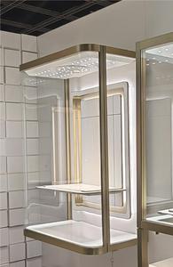 Tùy chỉnh Tempered Glass <span class=keywords><strong>CURIO</strong></span> tủ kính hiển thị thương mại tường Showcase với đèn - Product Image 2