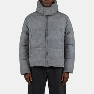 GLOWING NEON INDUSTRY Men's Trendy Streetwear Hooded Puffer Jacket Winter Casual Standard Thickness Polyester Windproof - Product Image 3