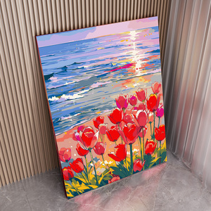 Dipinto a Olio Digitale 40 X 50, <span class=keywords><strong>Paesaggio</strong></span> Dipinto a Mano, Colorazione Decorativa per Bambini, Stile Cartone Animato, Cornice in Legno Massello - Product Image 1