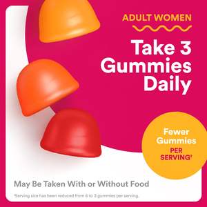 Gommes multivitaminées pour femmes avec fer, acide folique et biotine, formule exclusive pour l'éclat de la <span class=keywords><strong>peau</strong></span> et le soutien de la santé menstruelle - Product Image 4