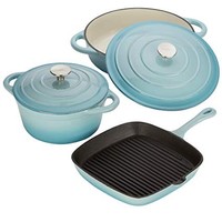 Ensemble de casseroles et poêles en fonte émaillée personnalisables pour la cuisine, idéal pour la cuisson des soupes et des bouillons