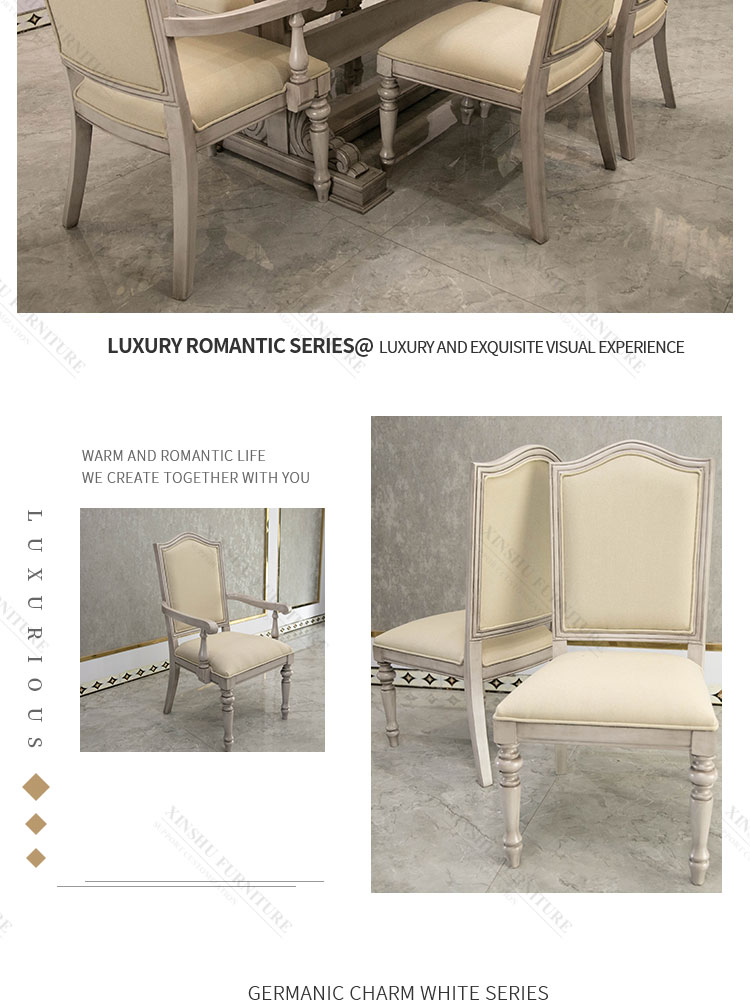 American Nordic Family DiningTtable Chair Retro Back Chair 2021 New Full Solid Wood Armrest Cloth Dining Chair
