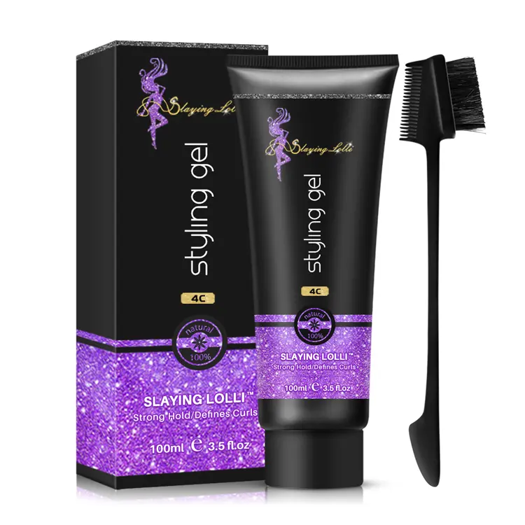 SLAYING-etiqueta personalizada Loli, vegana, cabello trenzado transparente, para el cabello estilismo, gel sin alcohol para cabello natural