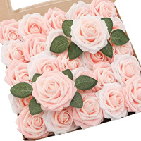 Roses artificielles luxueuses en mousse Floroom, tiges de roses blush, fleurs pour bouquets de mariage DIY, fête prénuptiale, fête des mères, Noël