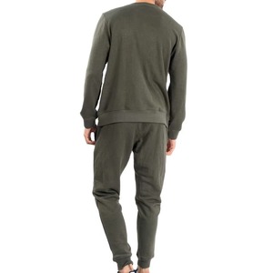 Ensemble de survêtement vert olive de haute qualité à col rond, couleur unie, décontracté, en molleton, pour l'automne, 100 % coton French Terry - Product Image 3