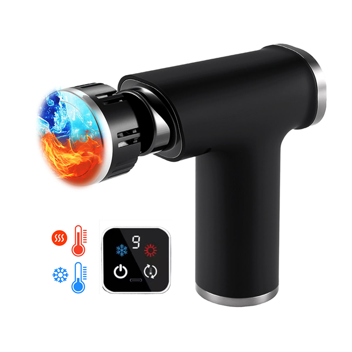 2026 Professional Mini Massage Gun with Heat and Cold Therapy | Portable Deep Tissue Percussion Device with 4 Interchangeable Heads, 5-6 Speeds, USB-C Fast Charging for Muscle Recovery & Pain Relief – Qatar