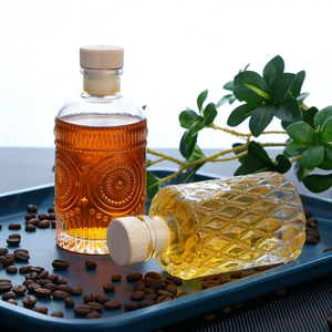 Vertical Striped <strong>Glass</strong> <strong>Bottles</strong> for Fruit Wine Vodka Whisky Liquor Beverages in Multiple Sizes - Product Image 4