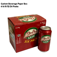 Boîte d'emballage pour bière de 355 ml en papier enduit réutilisable avec impression de logo personnalisé, 6 paquets, pour eau gazeuse, jus, boissons