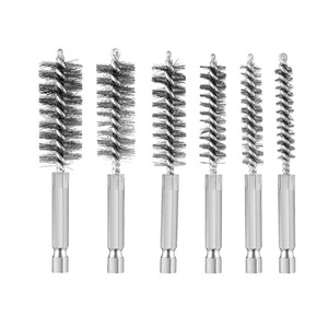Cepillo de alambre de acero inoxidable, cepillo de limpieza de tubos redondos con vástago hexagonal de 1/4 pulgadas para uso mecánico, limpiador de tuberías duradero, 6 uds. - Product Image 5
