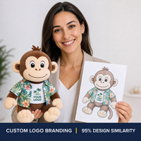 Peluche singe tropical de vacances, personnalisable avec logo, haute qualité, OEM/ODM, usine de peluches de marque