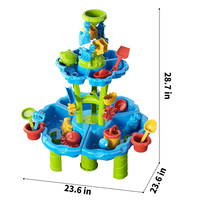 Table à eau à 3 niveaux pour tout-petits, centre d'activités extérieur pour sable et eau, ensemble de jouets de plage d'été à double couche pour le plaisir en plein air