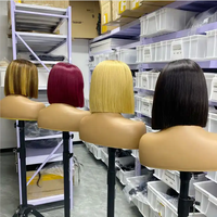 Perruques Courtes Bob Lisses Platinées Bon Marché en Cheveux Humains, Perruques Lace Front pour Femmes Noires, Perruques Frontales Full HD Brutes Brésiliennes en Cheveux Naturels