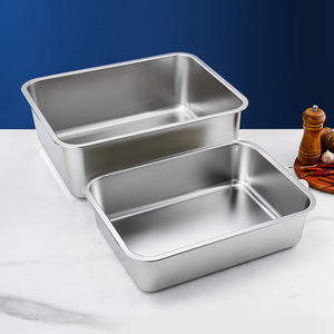 Stainless Steel Square Pan Deep Rectangular Flat Bottom Rice <b>Steamer</b> Household Bowl With Lid Hotel Food Use - Product Image 4