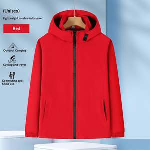 Fabricant de vestes d'extérieur OEM en gros, veste personnalisée respirante, coupe-vent, imperméable, en spandex/polyester, imprimée à l'écran - Product Image 1