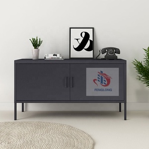 Meuble <span class=keywords><strong>TV</strong></span> scandinave blanc brillant en acier avec portes, multifonctionnel pour salon, divertissement à domicile, hôtel, atelier - Product Image 5