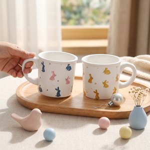Cute Cartoon Ceramic <b>Mug</b> Wide Handle Little White Rabbit Patterns Dishwasher Microwave Safe for Cappuccino Christmas <b>Easter</b> - Product Image 1