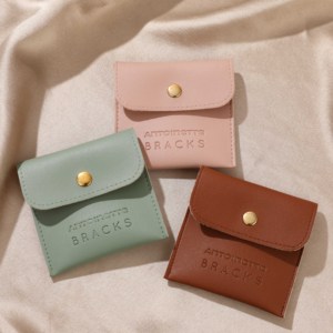 Pochette d'emballage pour bijoux avec logo personnalisé, en cuir PU, pour la protection des bijoux, échantillon gratuit, pochette de rangement et de présentation pour boucles d'oreilles et colliers - Product Image 5