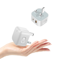Adaptador de cargador de pared USB 20W PD QC 3,0 Tipo-C Carga de viaje rápido Enchufe de 3 pines Reino Unido para teléfonos Material GAN