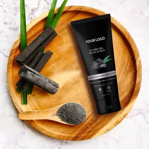 2023 Skin Care Products Natural Charcoal Men Face Wash Organic Vegan Deep Cleansing Beard Exfoliating Acne Facial Scrub