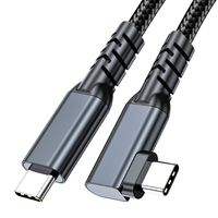 Kabel Data USB5 Elbow 80G Kecepatan Tinggi 240W Pengisian Cepat untuk Laptop Ponsel Tipe-C ke C Kompatibel Kabel Adaptor Proyeksi HD 16K