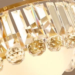 Gold <b>Crystal</b> Round Chandelier Alabaster Shade E26 <b>LED</b> Living Room <b>Ceiling</b> <b>Light</b> 2700K Warm White Stainless Steel Remote Control - Product Image 4