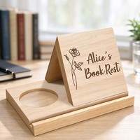 Support de lecture triangulaire en bois personnalisé avec porte-gobelet, organisateur de bureau, présentoir de lecture en pin poli
