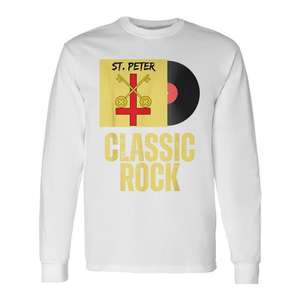 Camiseta de manga larga St. Peter Classic Rock con diseño del álbum del apóstol católico - Product Image 1