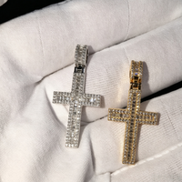 Pendentif Croix en Argent Sterling 925 de Haute Qualité, Bijoux Hip Hop, Moissanite Taille Baguette Couleur GRA D, pour Hommes, Cadeau de Fête, Usage Quotidien