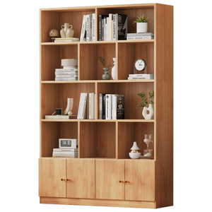 <b>Solid</b> <b>Wood</b> <b>Bookcase</b> Floor Standing Storage Rack Modular Home Office Bookshelf With Back Panel 18mm Partition - Product Image 5