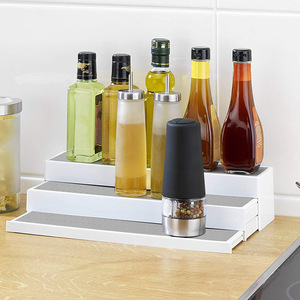 Étagère à épices télescopique à trois niveaux en plastique ABS, pliable, organiseur de rangement de cuisine pour pots à épices - Product Image 3