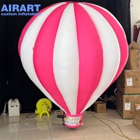Modèle de montgolfière gonflable géante rose et blanche à rayures, publicité personnalisée sur montgolfière gonflable rose en tissu Oxford