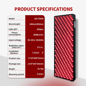 Panneau de <span class=keywords><strong>luminothérapie</strong></span> rouge haute puissance 3000W 660nm LED infrarouge proche Base G5 pour usage médical et domestique Soulagement de la douleur Régénération cutanée - Product Image 3