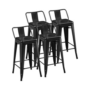 Tabourets <span class=keywords><strong>de</strong></span> <span class=keywords><strong>bar</strong></span> en métal <span class=keywords><strong>noir</strong></span> <span class=keywords><strong>mat</strong></span> <span class=keywords><strong>de</strong></span> 26 pouces Hauteur <span class=keywords><strong>de</strong></span> comptoir <span class=keywords><strong>industriel</strong></span> moderne Intérieur Extérieur Chaises <span class=keywords><strong>de</strong></span> cuisine Dossier bas - Product Image 2