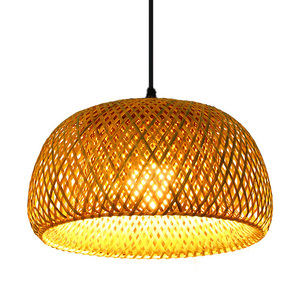 Lustres modernes en bambou avec abat-jour en rotin, lampes en osier avec abat-jour suspendu en rotin, luminaire suspendu - Product Image 6