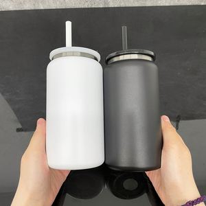 Us Warehouse 16Oz Black Plated Stainless Steel Drinking Glasses Tumbler Color Vacuum Insulated Double <b>Wall</b> Can Cup for <b>Vinyl</b> - Product Image 2