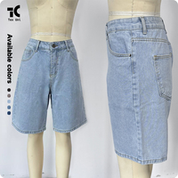 Shorts en jean délavé vintage 100 % coton coupe ample pour homme avec logo personnalisé, style streetwear décontracté, longueur genou
