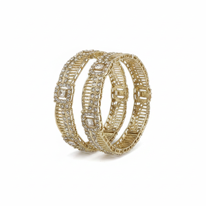 Premium Gold Plated Ethnic Alloy Austrian Crystal Statement Bangles Elegant Designer Jewelry Dazzling <b>Bracelets</b> <b>Set</b> - Product Image 2