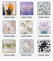 Selendang Sutra Mulberry Persegi 53x53cm Desain Cetak Mewah Aksesoris Musim Semi Multifungsi