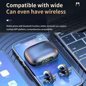 Headset Earphone nirkabel JR03, klip OW bisnis luar ruangan olahraga tampilan LED HiFi Stereo tahan air Bluetooth tulang konduksi