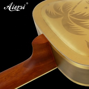 Guitare résonnante Aiersi Style O avec corps en laiton motif Arbre Hawaïen doré, en cuivre vintage, à cône unique, avec chevalet biscuit, personnalisée - Product Image 4