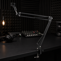 Bras de microphone pliable 35 cm à double ressort, support de micro réglable à pince de bureau pour podcast, jeux, enregistrement et diffusion en direct